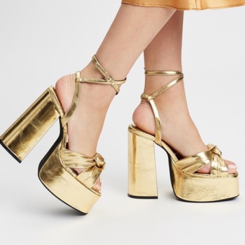 JEFFREY CAMPBELL GOLD SEVENTY PLATFORM HEELS